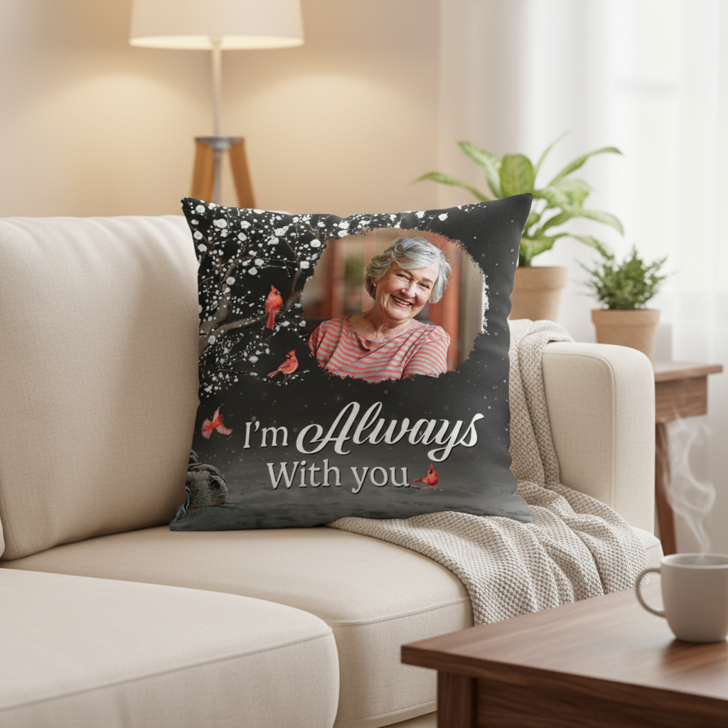 Custom Photo When You Miss Me I'm Always With You - Memorial Personalized Custom Pillow - Christmas Gift, Sympathy Gift For Family Members