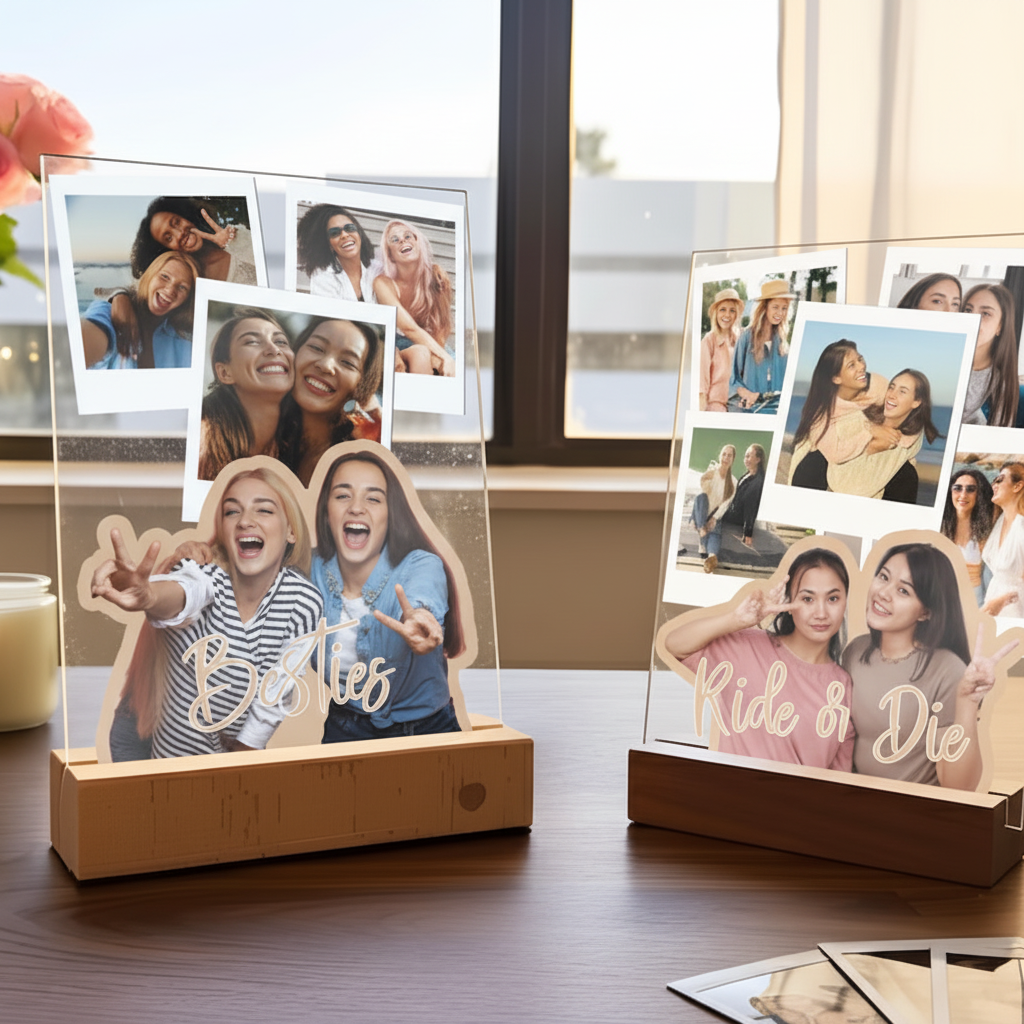Personalized Best Friend Photo Collage LED Light - Long Distance Friendship Gifts