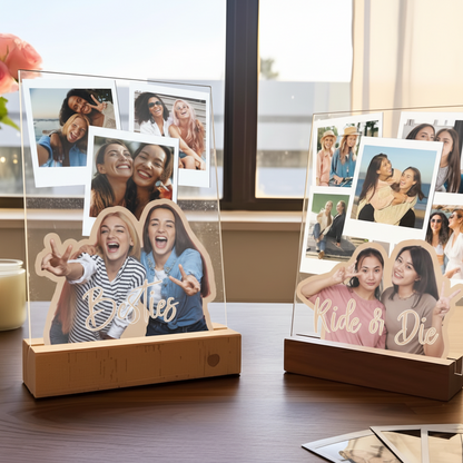 Personalized Best Friend Photo Collage LED Light - Long Distance Friendship Gifts