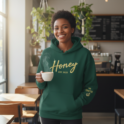 Custom Unisex Hoodie With Design On Sleeve - Personalized Anniversary Wedding Gifts For Husband And Wife