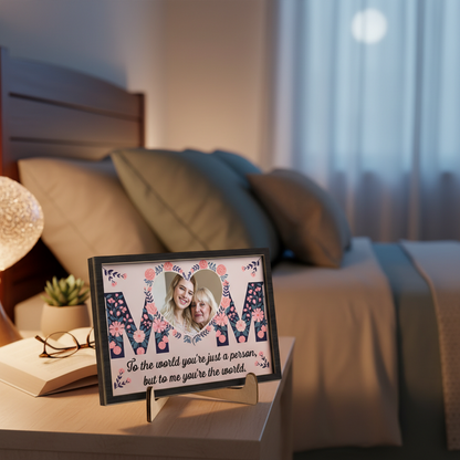 Custom Photo My First Home, My Forever Love - Family Personalized Custom 2-Layered Wooden Plaque With Stand - Gift For Mom, Daughter