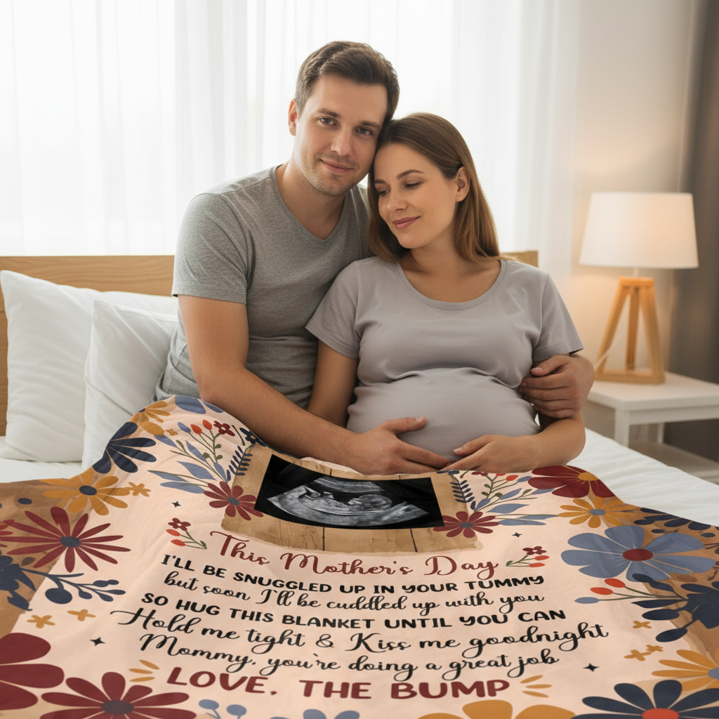 Custom Photo Tiny Hands, Tiny Feet, Big Love - Family Personalized Custom Blanket - Mother's Day, Baby Shower Gift, Gift For First Mom