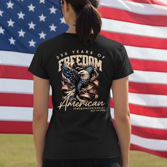 250 Years Of Freedome America Back Women V Neck