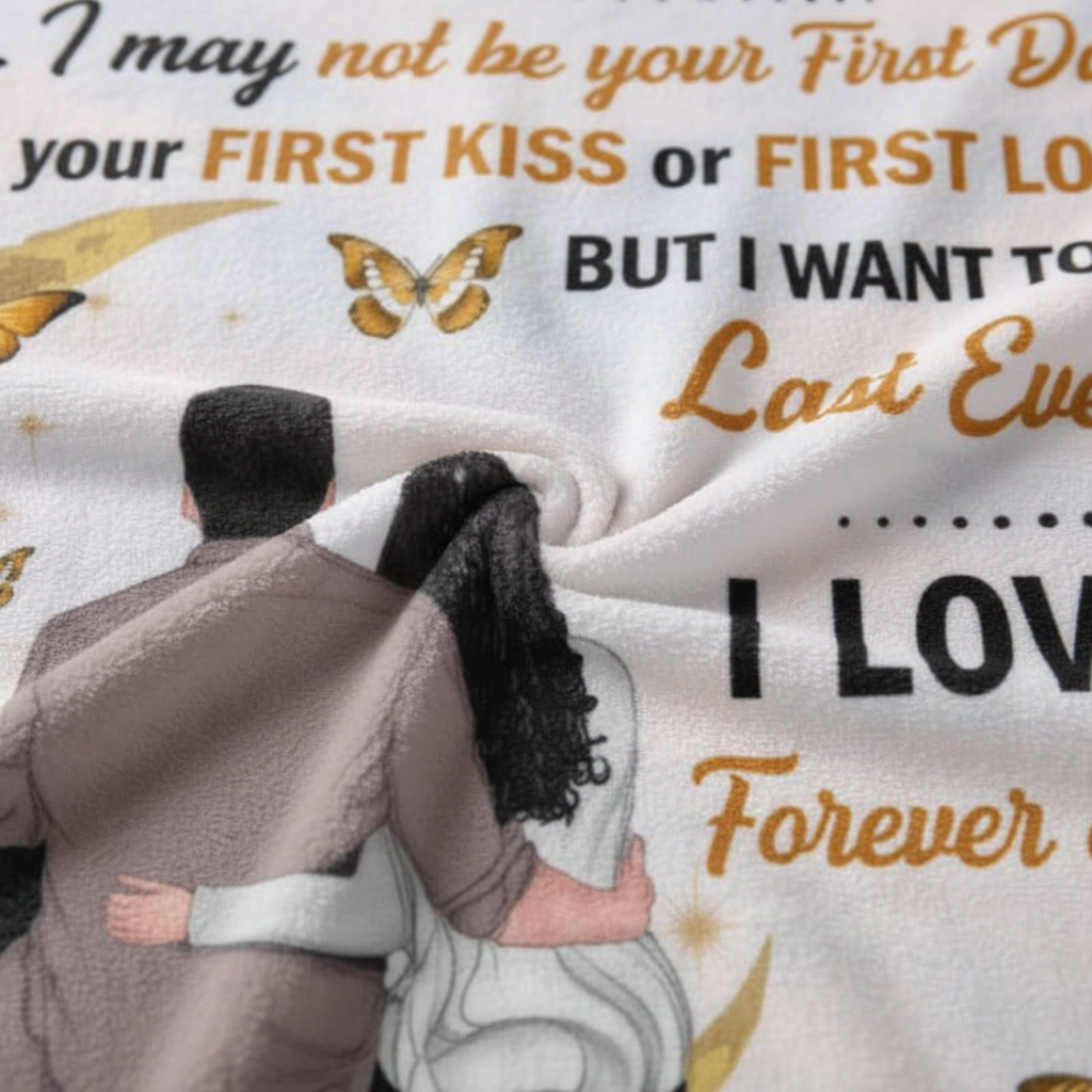 To My Husband, I Love You To The Moon And Back Couple Personalized Fleece Blanket  - Custom Name Gift For Husband