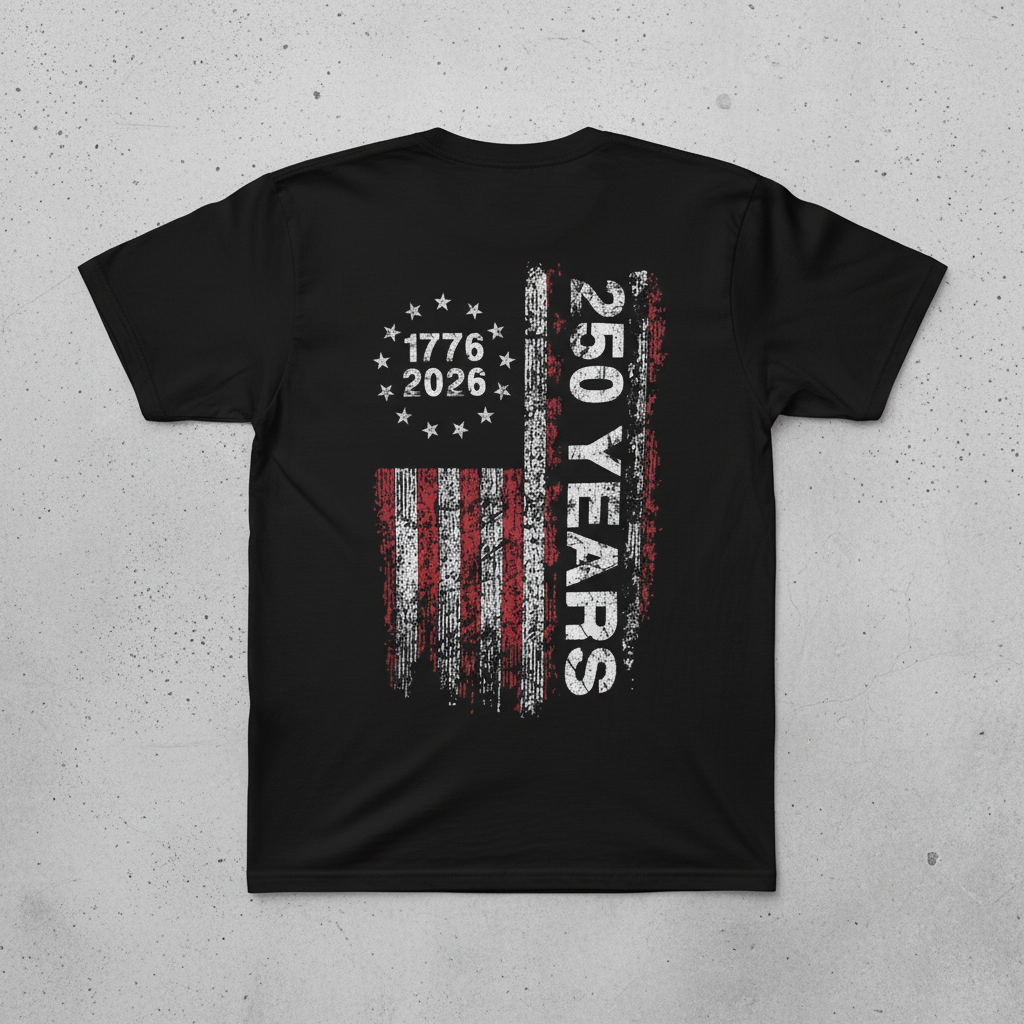 America 250th Birthday US Flag 250 Years We The People Back Side Dark Basic Tee