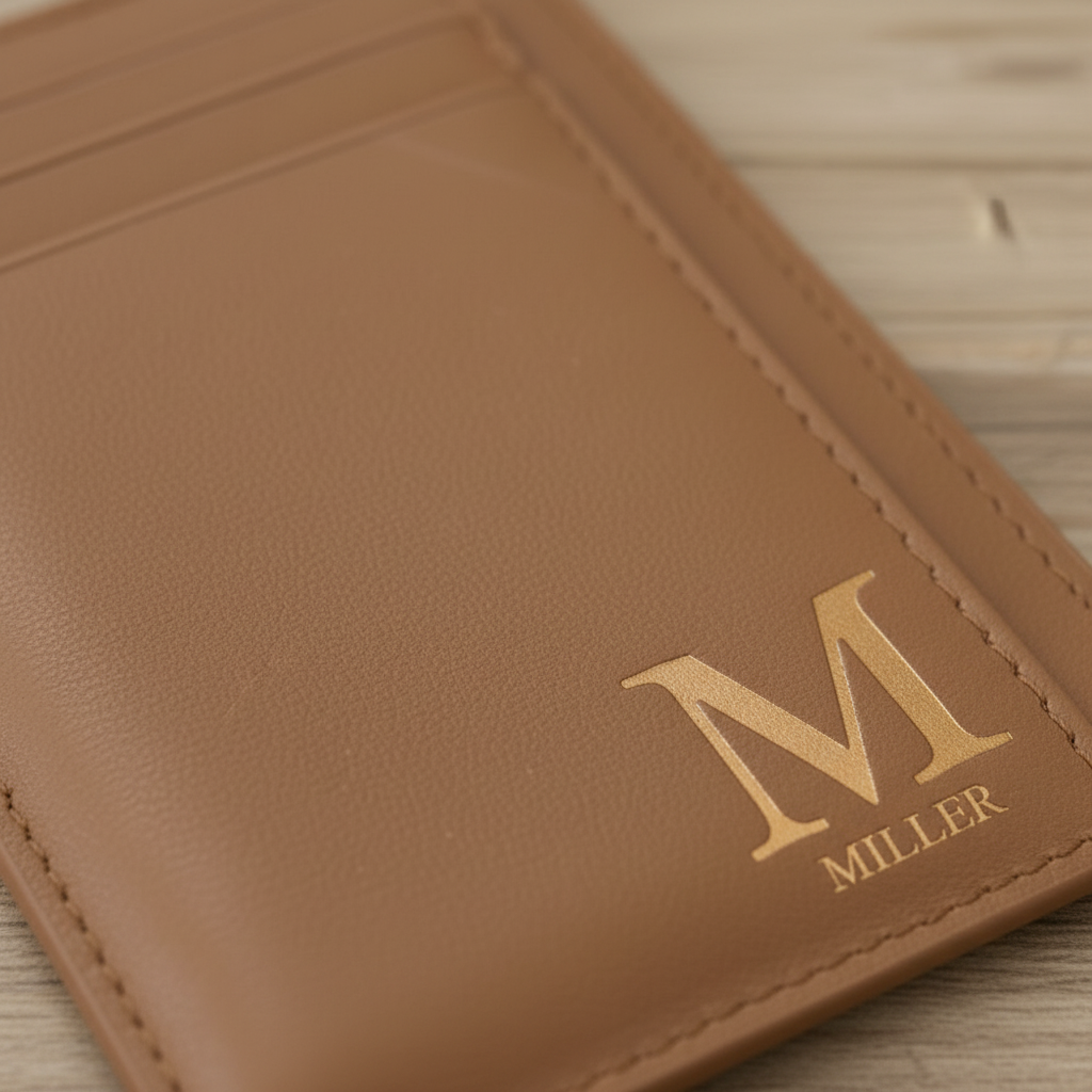 Laser Engraved Personalized Initial And Name Leather Card Holder - Classic Gift for Man