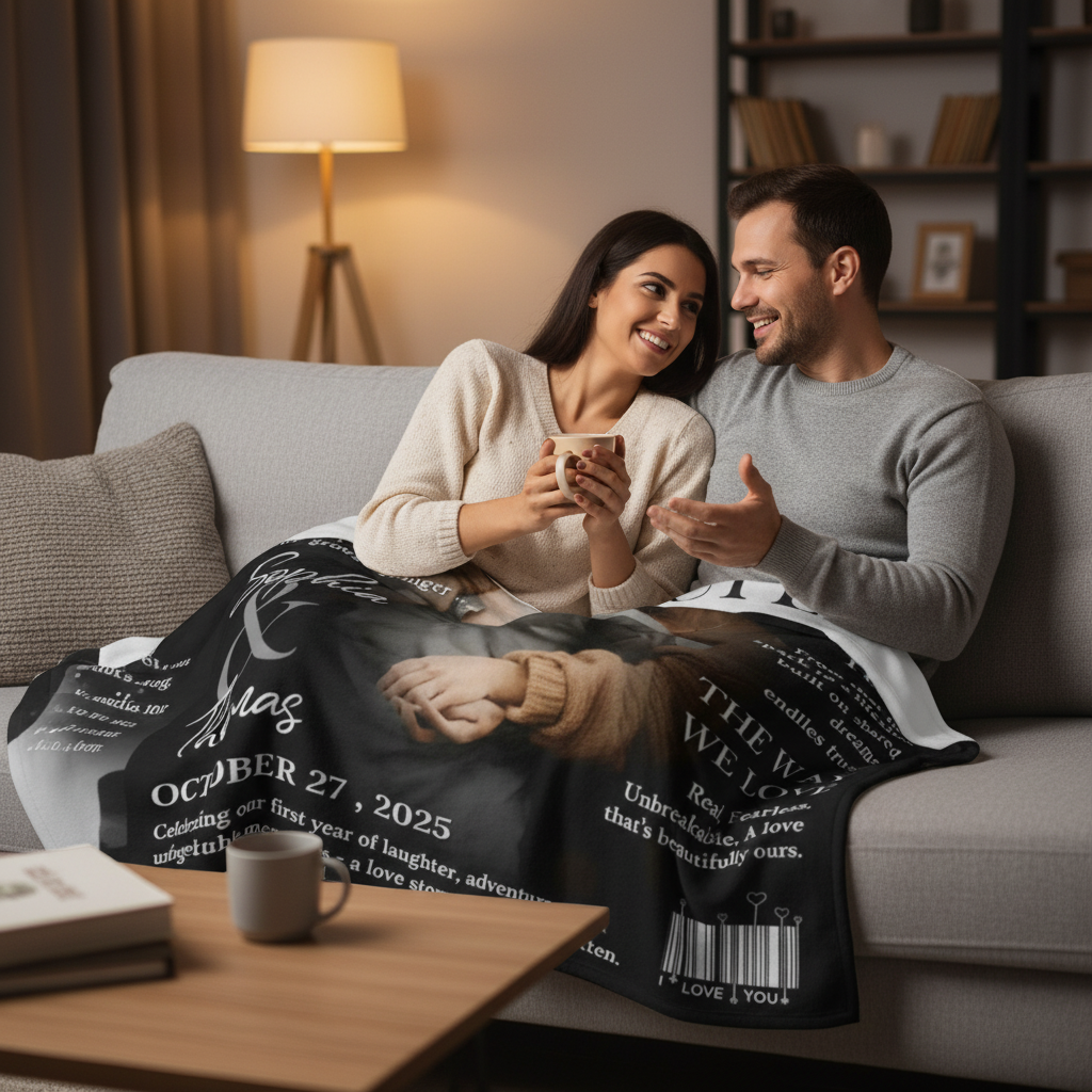 Personalized Love Story Couple Magazine Cover Blanket - Gift For Romantic Couple