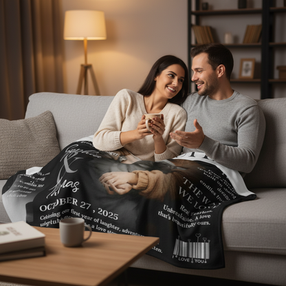 Personalized Love Story Couple Magazine Cover Blanket - Gift For Romantic Couple