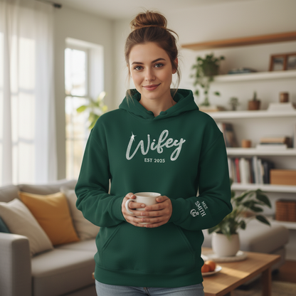 Custom Unisex Hoodie With Design On Sleeve - Personalized Anniversary Wedding Gifts For Husband And Wife