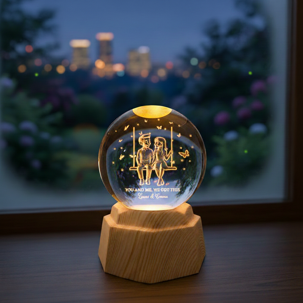 Custom 3D Crystal Ball Lamp - Romantic Gifts for Couples
