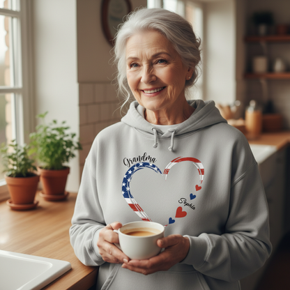 Home Is Where Your Grandma Is - Family Personalized Custom Premium Hoodie - Independence Day, 4th Of July, Birthday Gift For Grandma