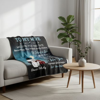 Night Sky Dear My Wife Couple Personalized Fleece Blanket - Romantic Gift For Wife