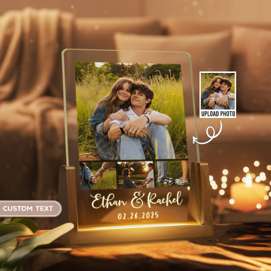 Personalized Photo LED Night Light - Anniversary Custom Gift For Family, Couples