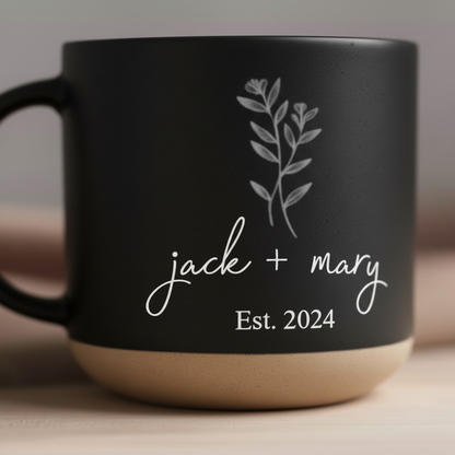 Custom Initials & Date Ceramic Mug – Personalized Minimalist Gift For Couples