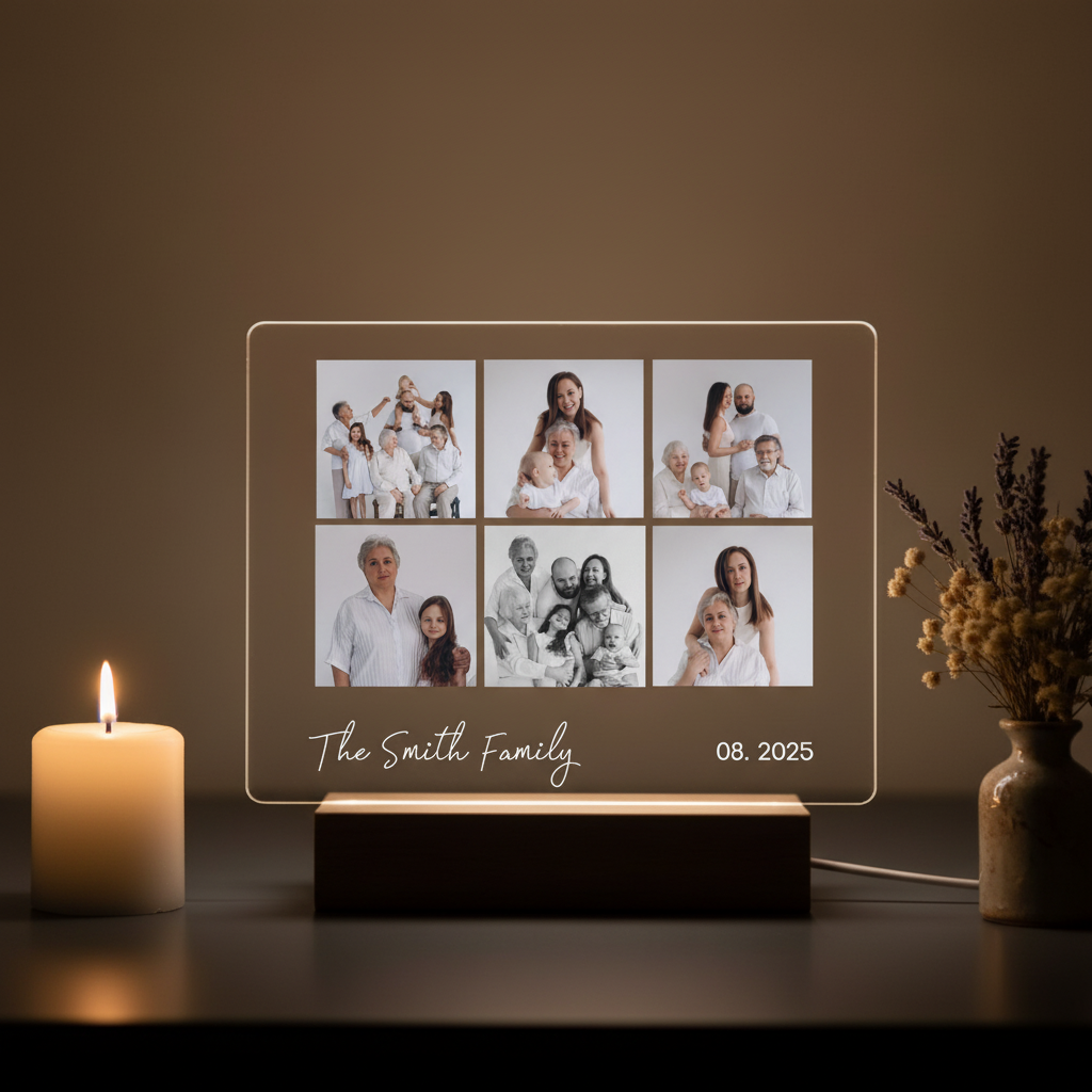 Heartwarming Custom Photo Collage LED Light – Personalized Family Memory Gift