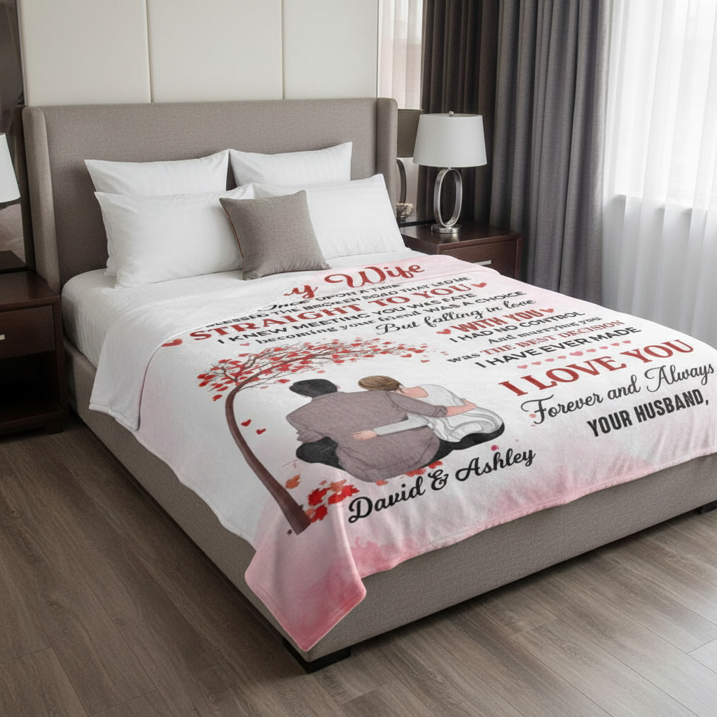 To My Wife Couple Tree Personalized Fleece Blanket - Romantic Gift For Wife