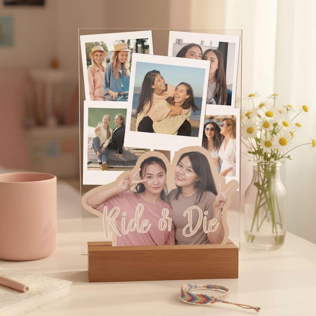 Personalized Best Friend Photo Collage LED Light - Long Distance Friendship Gifts