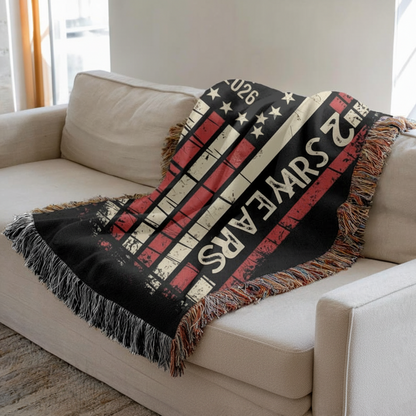 250 Years American Flag Blanket, 1776 to 2026 We The People Woven Throw, America 250 Semiquincentennial July 4th Blanket American Flag