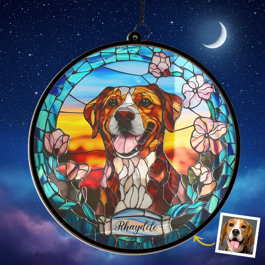 Custom Photo A Loyal Companion, Forever Missed Window Hanging Suncatcher Ornament - Sympathy Gift For Pet Owners, Pet Lovers