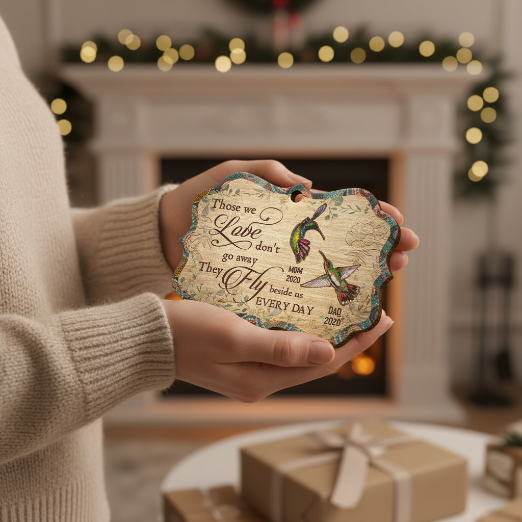 Humming Bird Those We Love Don't Go Away - Memorial Gift - Personalized Custom Wooden Ornament