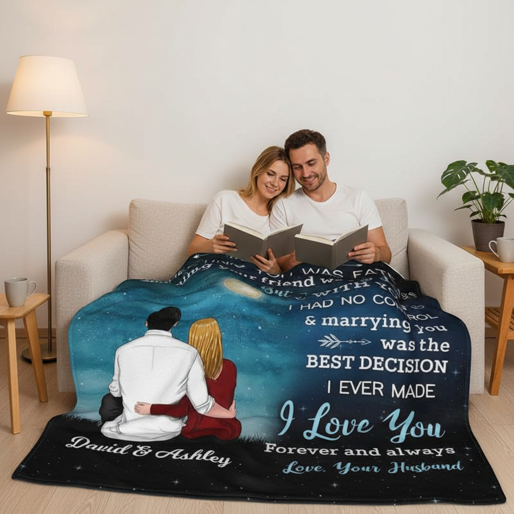 Night Sky Dear My Wife Couple Personalized Fleece Blanket - Romantic Gift For Wife