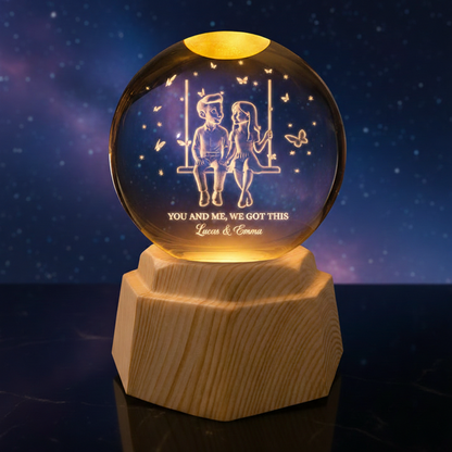 Custom 3D Crystal Ball Lamp - Romantic Gifts for Couples