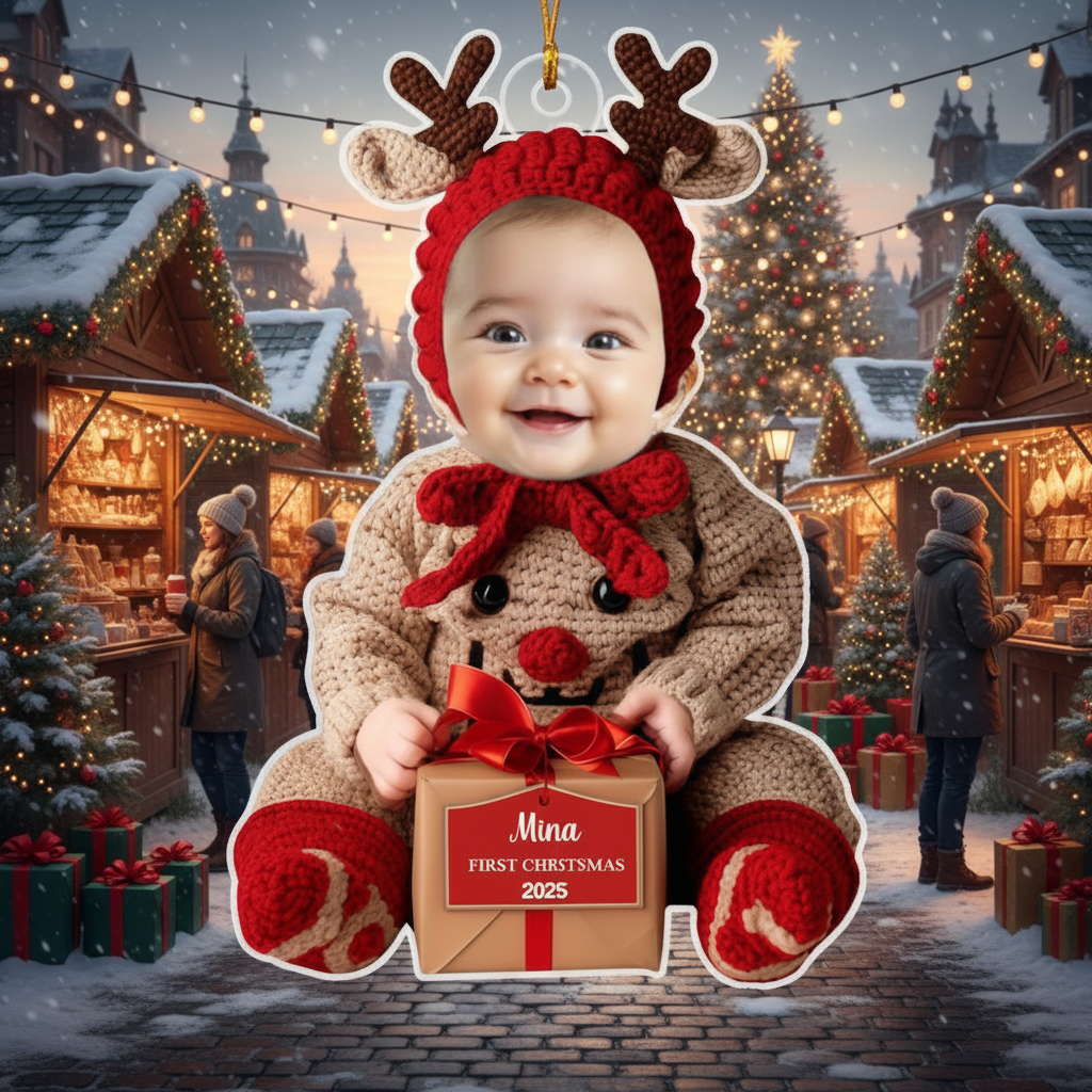 Personalized Baby Photo Ornament First Christmas Acrylic Ornament