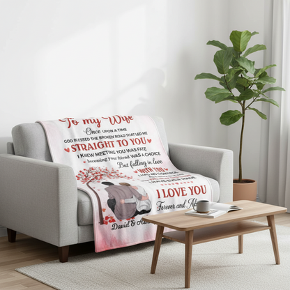 To My Wife Couple Tree Personalized Fleece Blanket - Romantic Gift For Wife