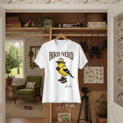 Bird Nerd Custom Name Funny - Personalized Women Tee - Gift for Bird Lover, Birdwatcher, Bird Watching Gifts
