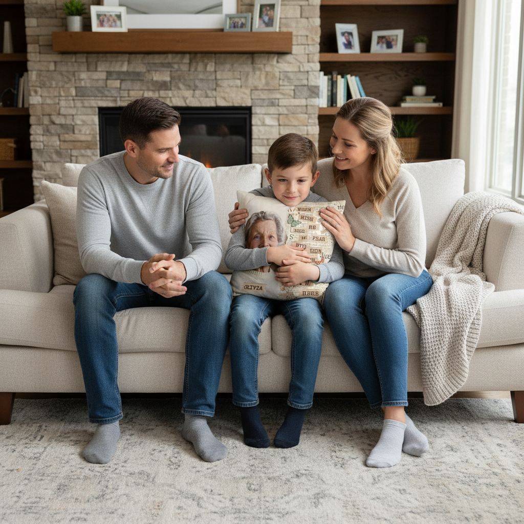 Memorial Hug This Pillow & Know I'm Here Pillow - Personalized Photo Gift For Family Members