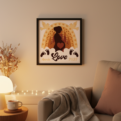 3D Layered Boho Rainbow Papercut Frame Picture  - Personalized Holiday Décor Design for Baby Gifts
