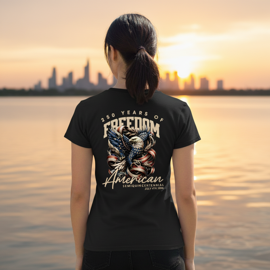 250 Years Of Freedome America Back Women V Neck