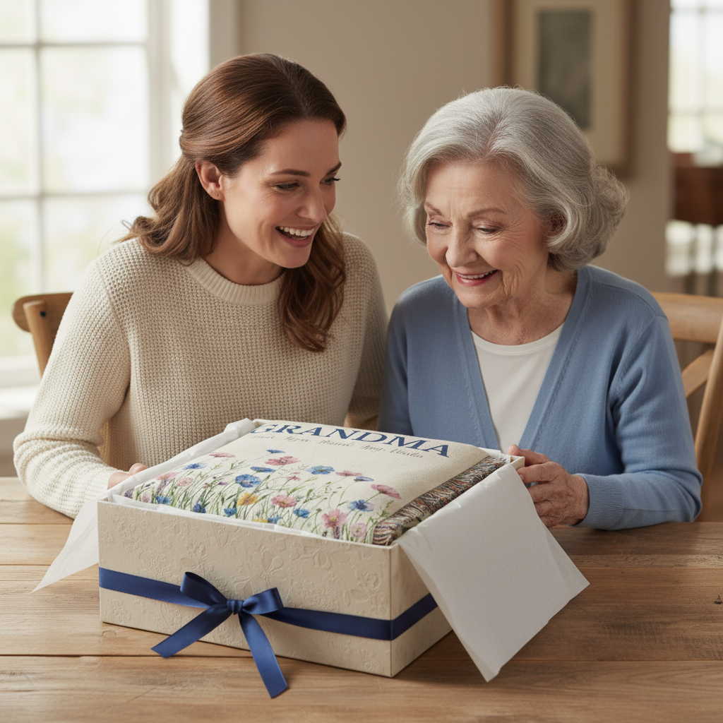 Soft Floral Custom Name Woven Blanket – Unique Gift for Mom or Grandma