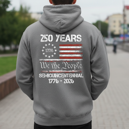 Celebrate Our America 250th Anniversary United States Semiquincentennial Back Side Dark Pullover Hoodie