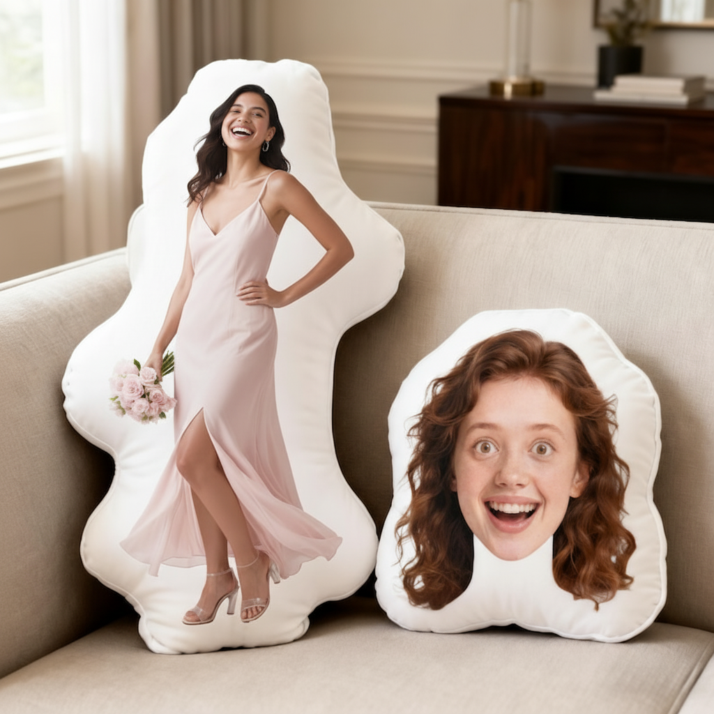 Funny Custom Sharped Photo Pillow – Personalized Gift for Family Members, Friends