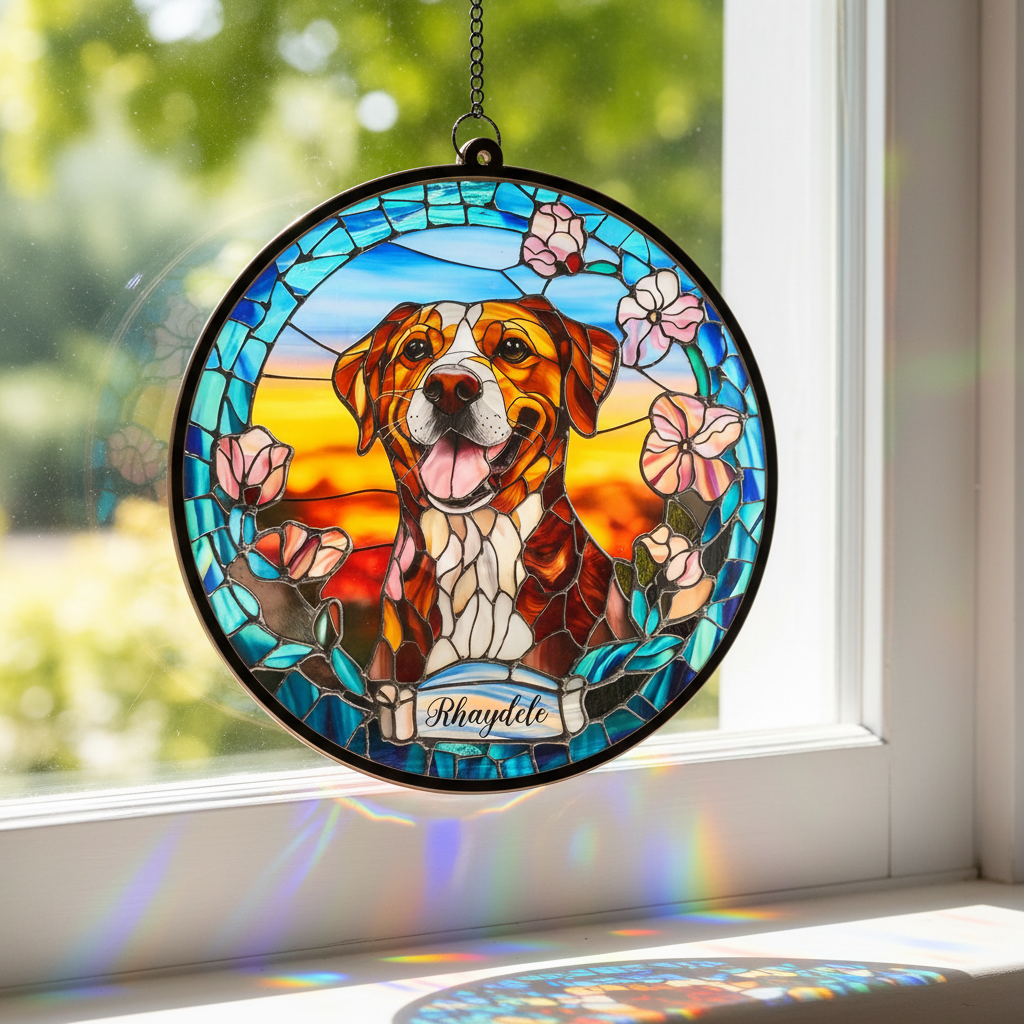 Custom Photo A Loyal Companion, Forever Missed Window Hanging Suncatcher Ornament - Sympathy Gift For Pet Owners, Pet Lovers