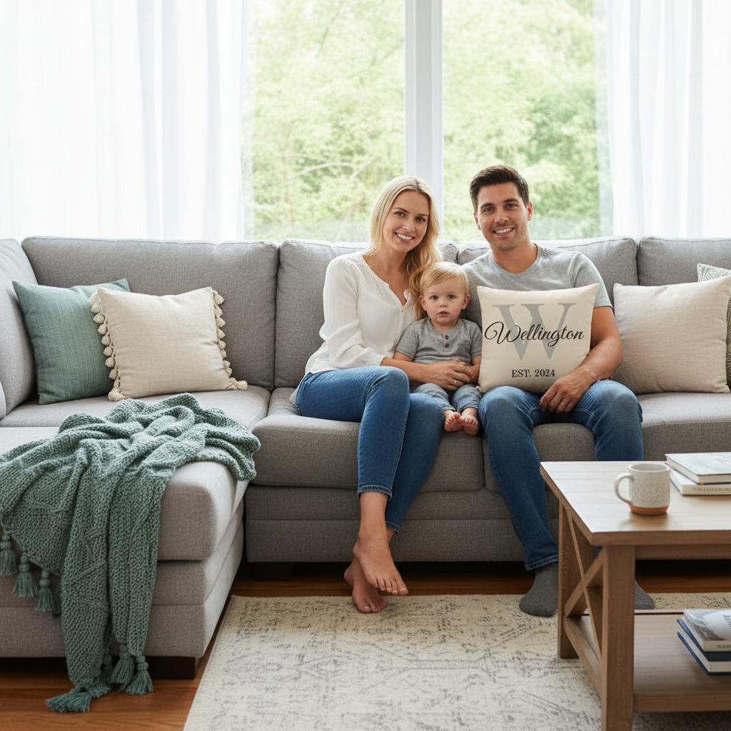 Custom Name & Initial Pillow with Meaningful Year - Personalized Home Decor Gift for Family