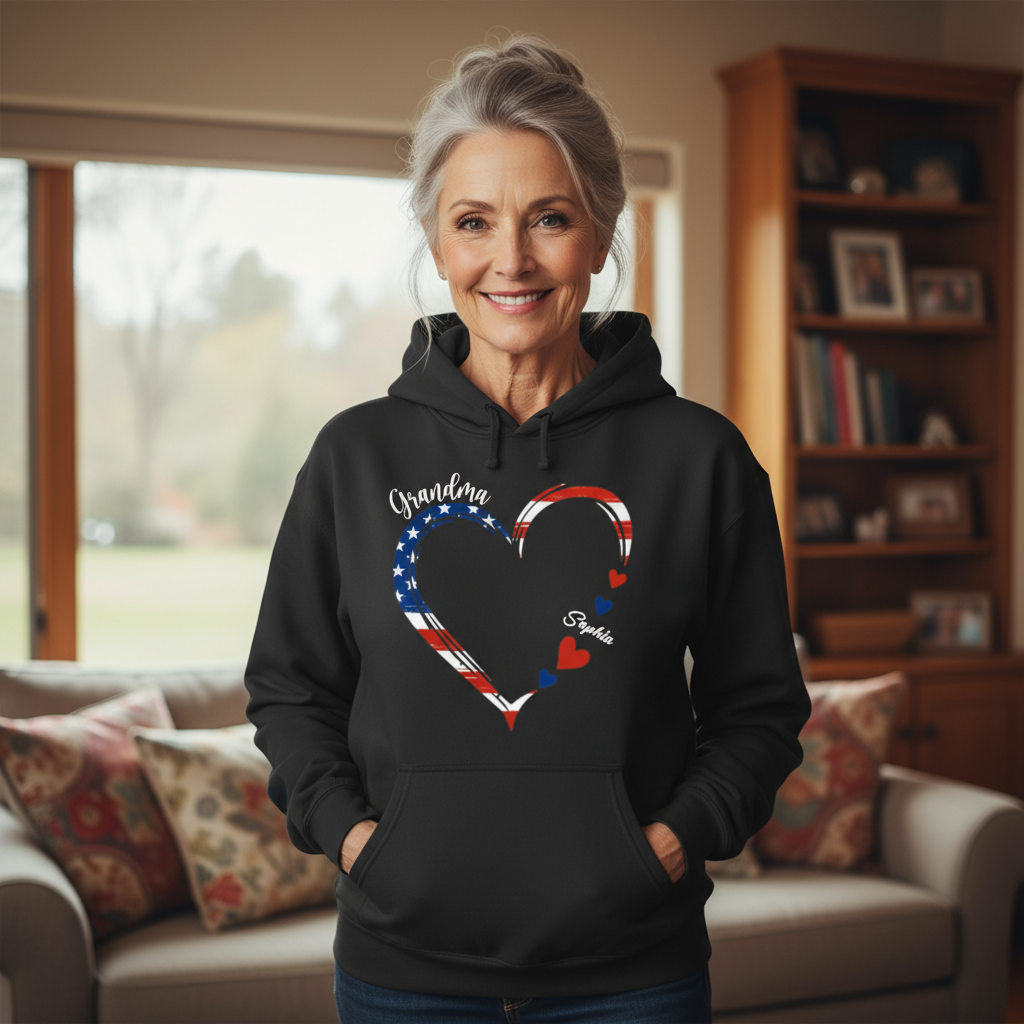 Home Is Where Your Grandma Is - Family Personalized Custom Premium Hoodie - Independence Day, 4th Of July, Birthday Gift For Grandma