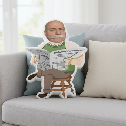 Custom Shaped Photo Pillow – Personalized Funny Face Gift for Dad, Husband, Grandpa