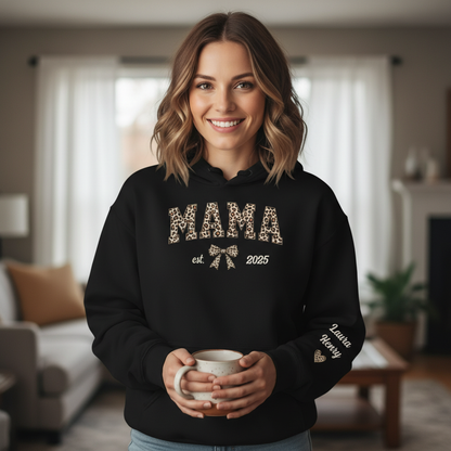 Custom Unisex Hoodie With Design On Sleeve - Personalized Mother's Day Gifts For Mom, Grandma - Born To Be Mama