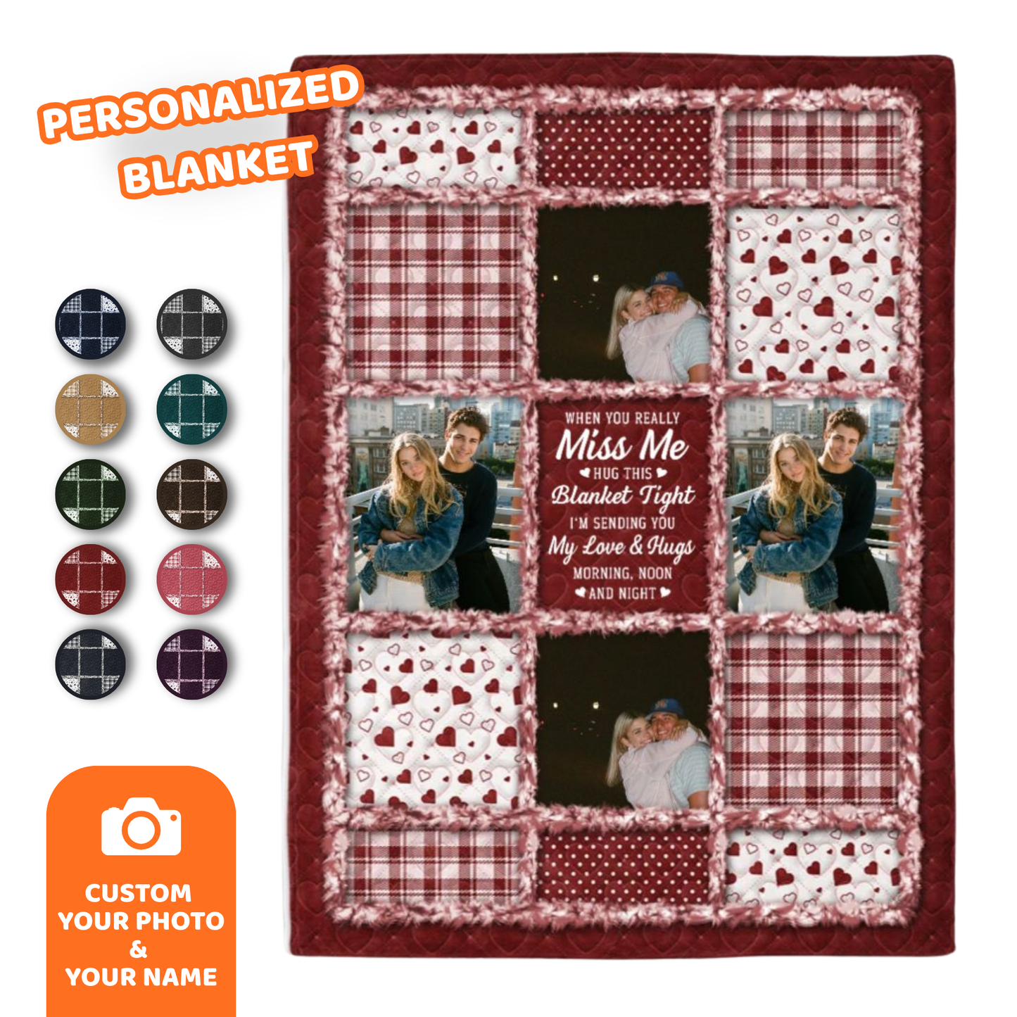 Custom Photo Memorial When You Really Miss Me Hug This Blanket - Personalized Fleece Blanket, Sherpa Blanket