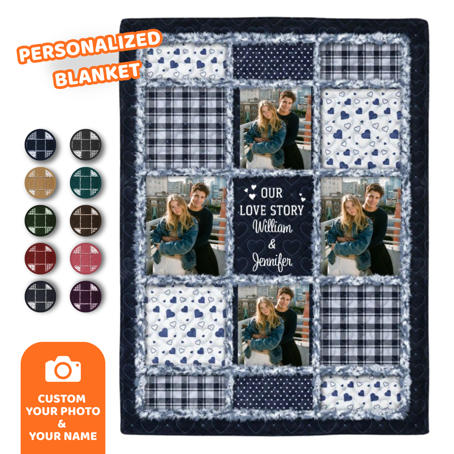 Custom Photo Our Love Story Couples - Personalized Fleece Blanket, Sherpa Blanket