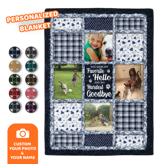 Custom Photo Blanket - Personalized Pet Christmas Memorial Sympathy Gifts For Dogs, Cats - Paws Leave Prints On Our Souls