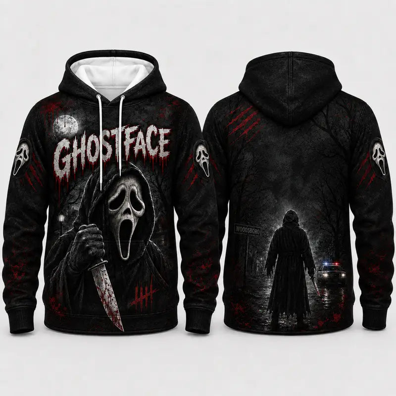 Ghostface Horror Movie 3D Graphic Print Hoodie Pullover Hooded Sweater