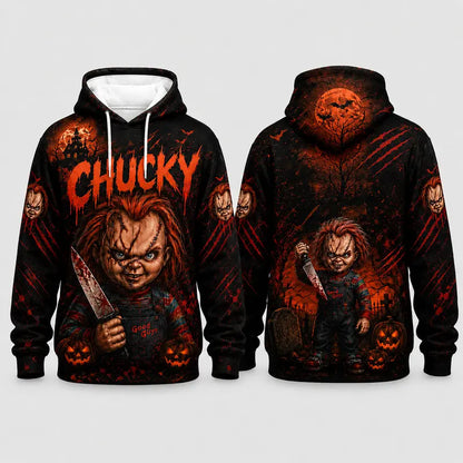 Chucky Child's Play 3D Graphic Print Hoodie Pullover Hooded Sweater