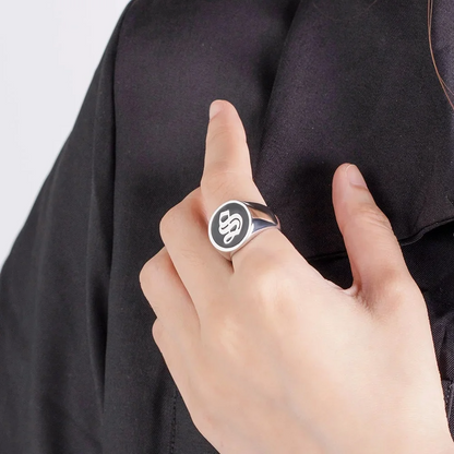 Personalised Old English Gothic Vintage Initial Signet Sterling Silver Ring Gift for Woman Man