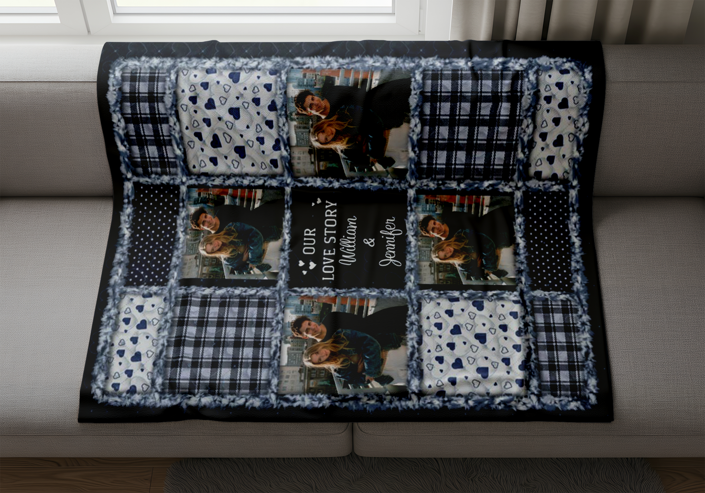 Custom Photo Our Love Story Couples - Personalized Fleece Blanket, Sherpa Blanket