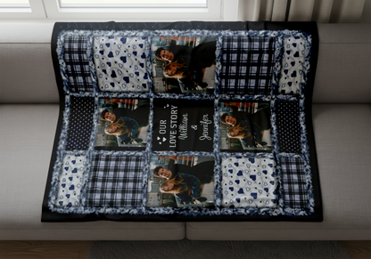 Custom Photo Our Love Story Couples - Personalized Fleece Blanket, Sherpa Blanket