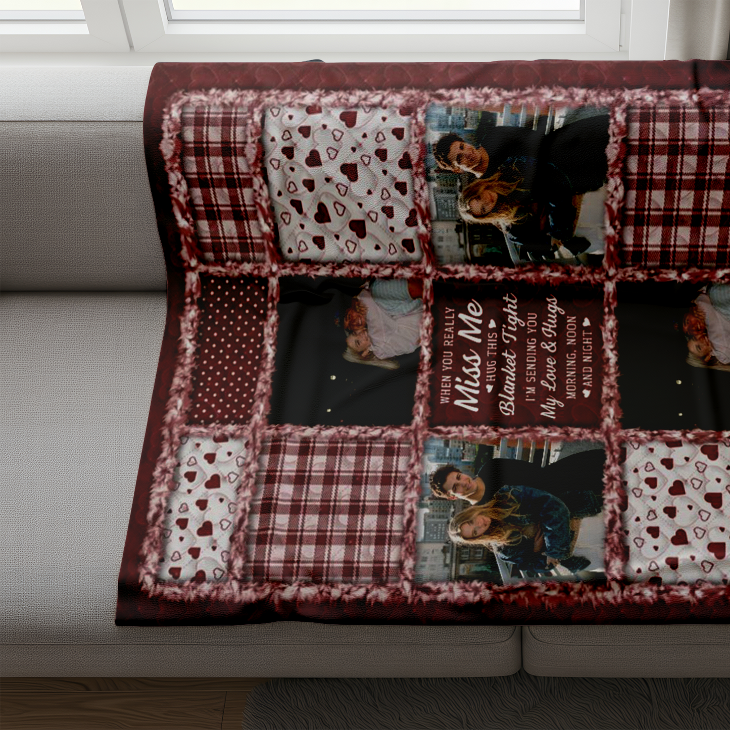 Custom Photo Memorial When You Really Miss Me Hug This Blanket - Personalized Fleece Blanket, Sherpa Blanket