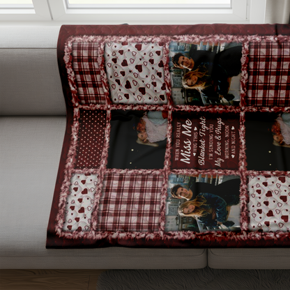 Custom Photo Memorial When You Really Miss Me Hug This Blanket - Personalized Fleece Blanket, Sherpa Blanket